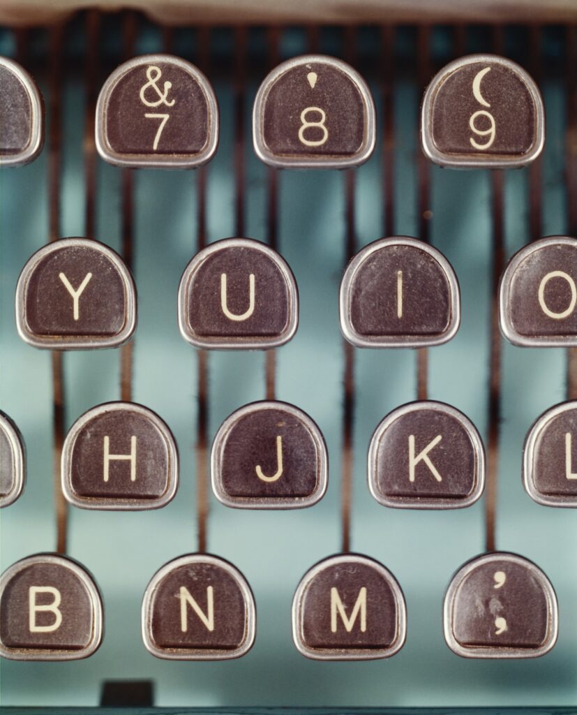 Typewriter keys representing website messaging